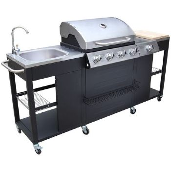 cucina mobile con barbecue da terrazzo